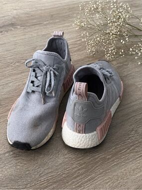 Gray and Pink Adidas Sneakers